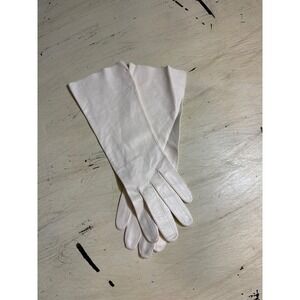 Vintage New Leather Mid Length Opera Gloves Women's 7 White Formal Wedding